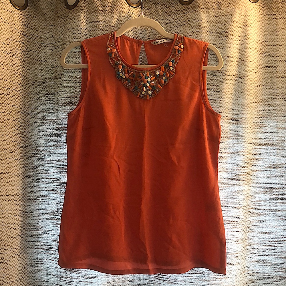 Trina Turk pink beaded sleeveless S top